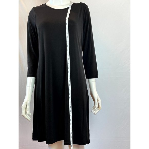 Michael Kors Women Shift Midi Dress Round Neck Back Zip 3/4 Sleeve Black Size M - Picture 5 of 12